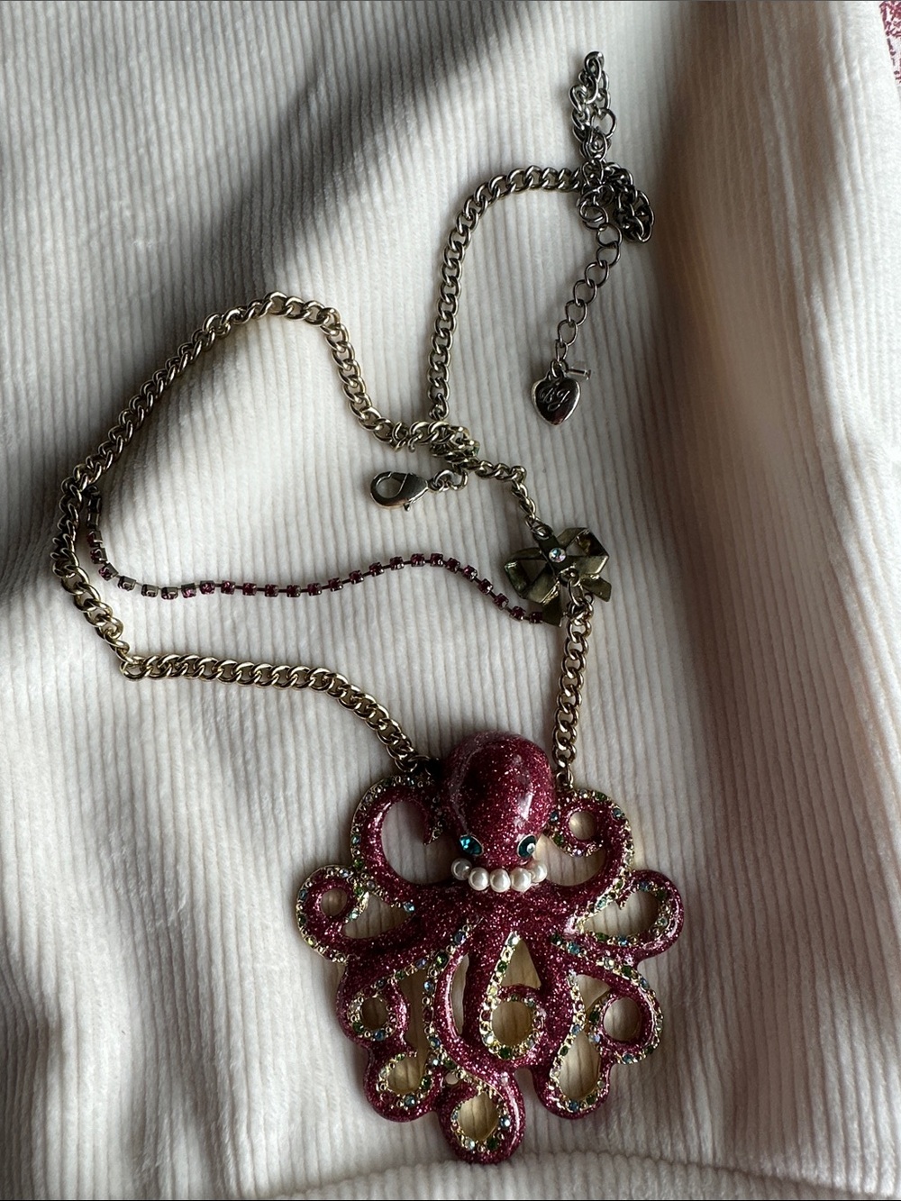 Betsey Johnson- Pink Octopus Statement Necklace